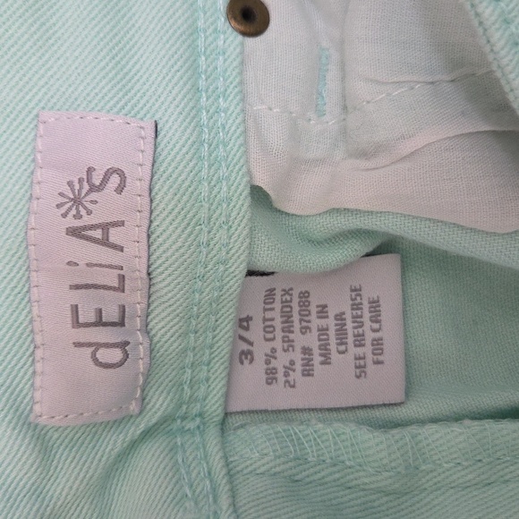 Y2K Delia's | Mint Green Capri Taylor Fit Jeans Juniors Size 3/4 - Picture 5 of 7